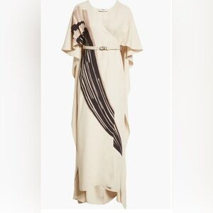 FENDI Cady Belted Brush Stroke Paint Cape Dress